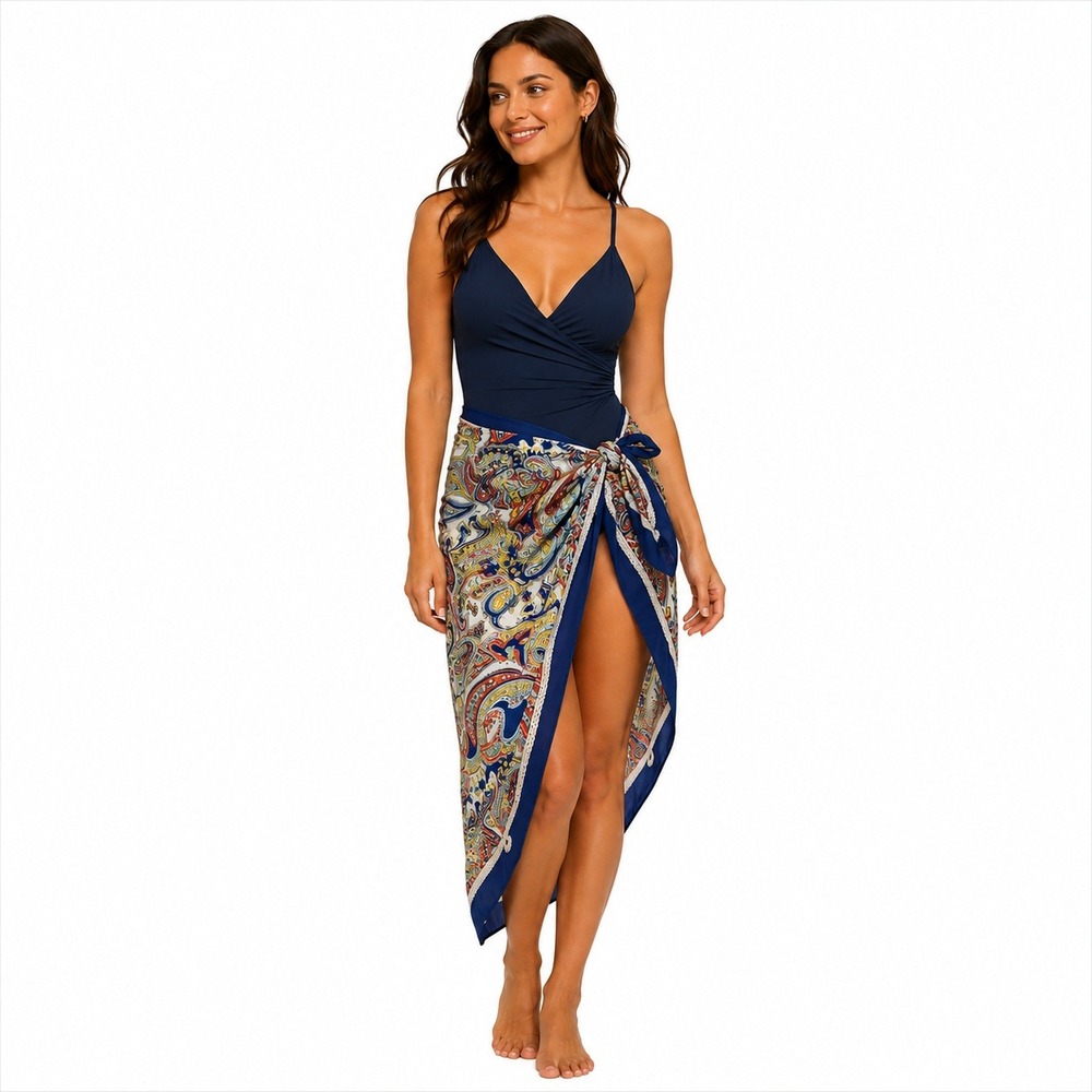 Vera Bradley Paisley Scarf Wrap Sarong Womens Blue Boho Nautical Summer